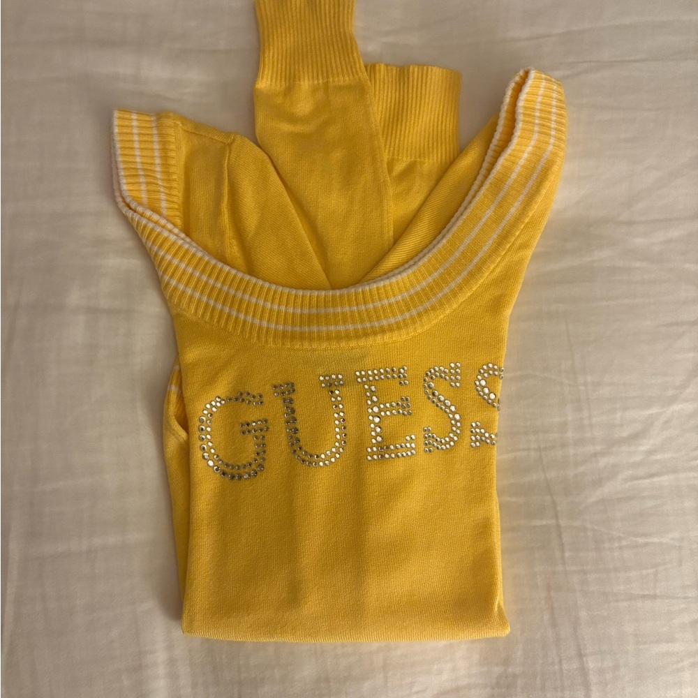 Guess rhinestone logo sweater top S/P